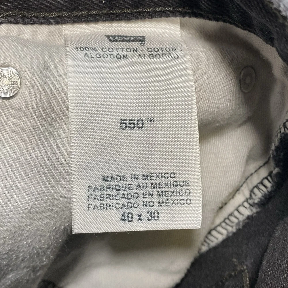 Levis 550 Regular Fit Straight Leg‎ City Retro Black Jeans Men's 40x30 Denim